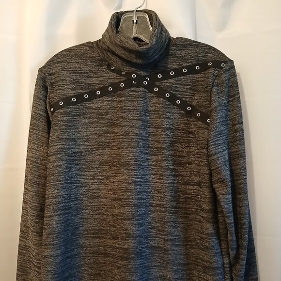 Nwt Punk Sweater Top womens S Black Gray Super soft double sided fabric Grommet - Picture 3 of 10